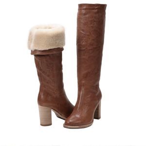Womens Weatherproof Cognac Italian Heeled Boots